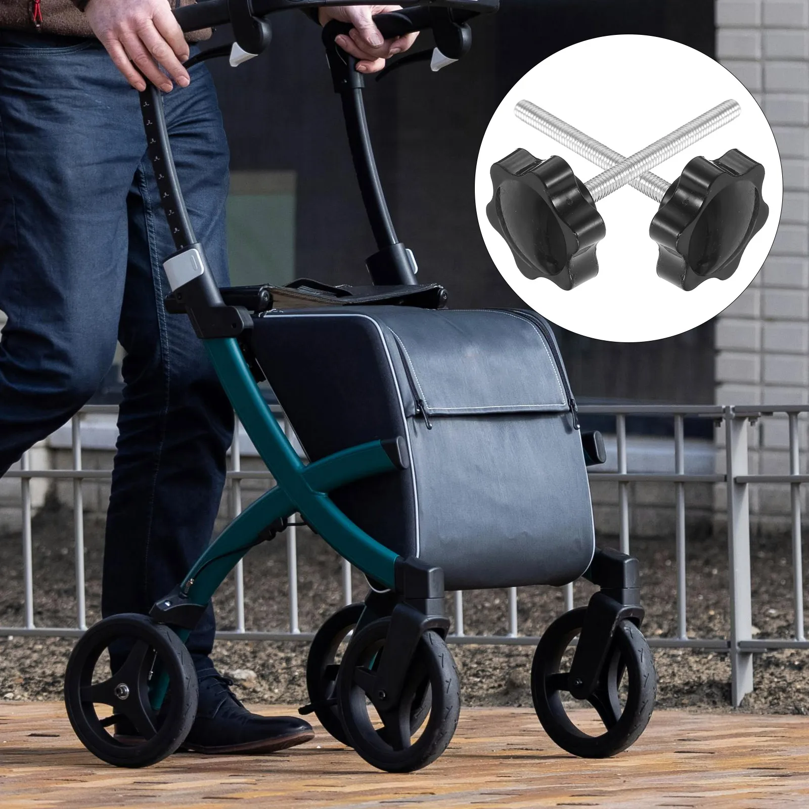 

1 set Adjustable Walker Knob Screw Replacement for M6 Thumb Handle Drive Roller Accessories Stabilizing Rubber Pad Easy