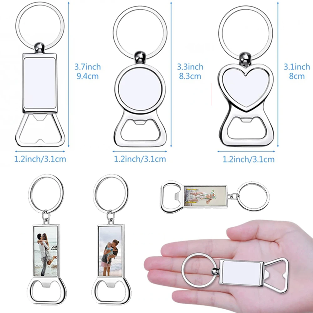 1/3Pcs Sublimation Metal Blank Keychains Bottle Opener Key Ring Heat Transfer Sublimation Key Rings Customized Sublimation Photo