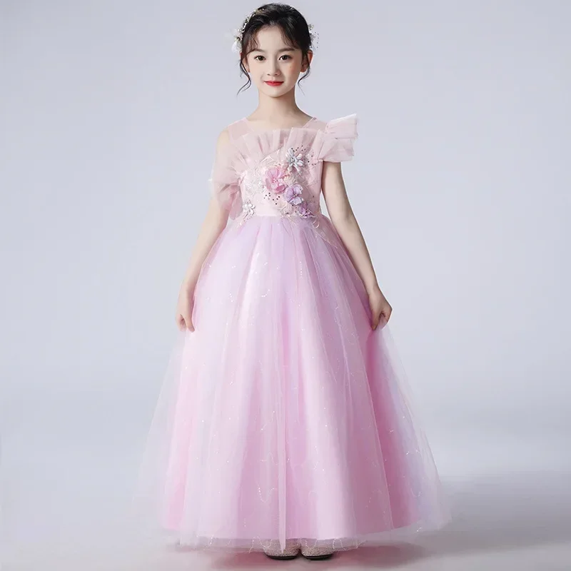 Bambini 2023 New girl's Princess Wedding Performance Evening bambina Summer children's Dress Fluffy Ski