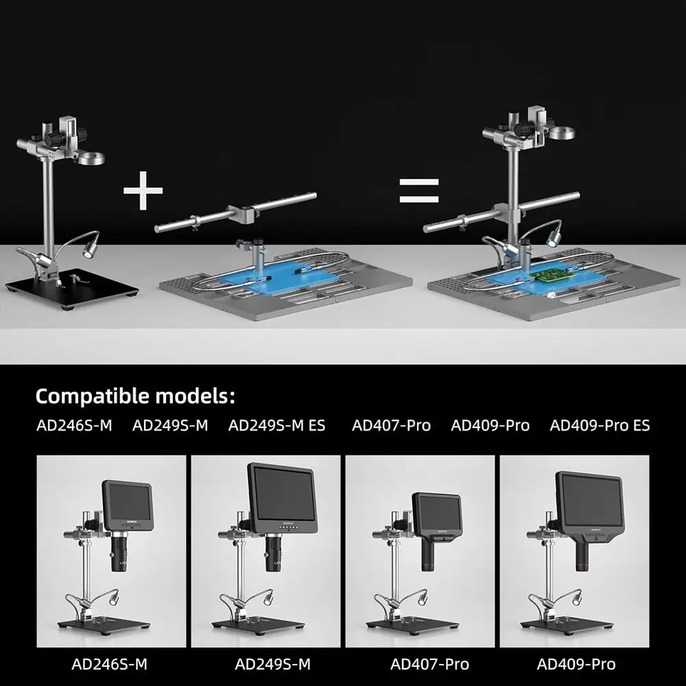 Imagem -06 - Andonstar-suporte para Microscópio Digital Braço Boom Atualizado Alumínio Plus Stand Ad246sm Ad249sm Ad407pro Ad409pro Ad409pro-es 2024