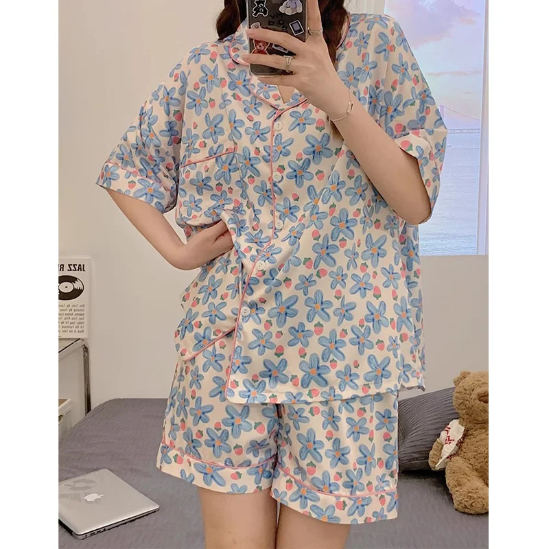 Three-Piece Ladies Summer Pajamas New Short-Sleeved Long Pants Casual Comfortable Cute Sweet Senior Sense Of Homewear Set