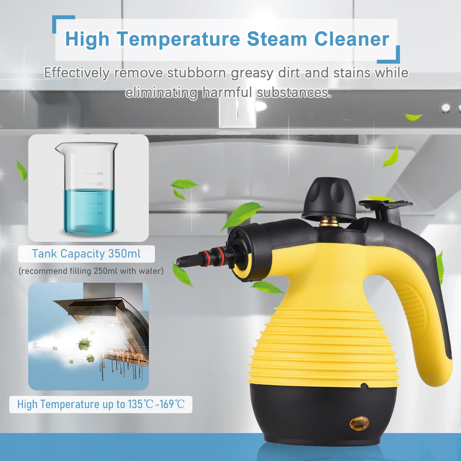 1050W High Temperature Pressurized Steam Cleaning Machine Handheld Steam Cleaner for Home with 9PCS Accessory Steamers Tool