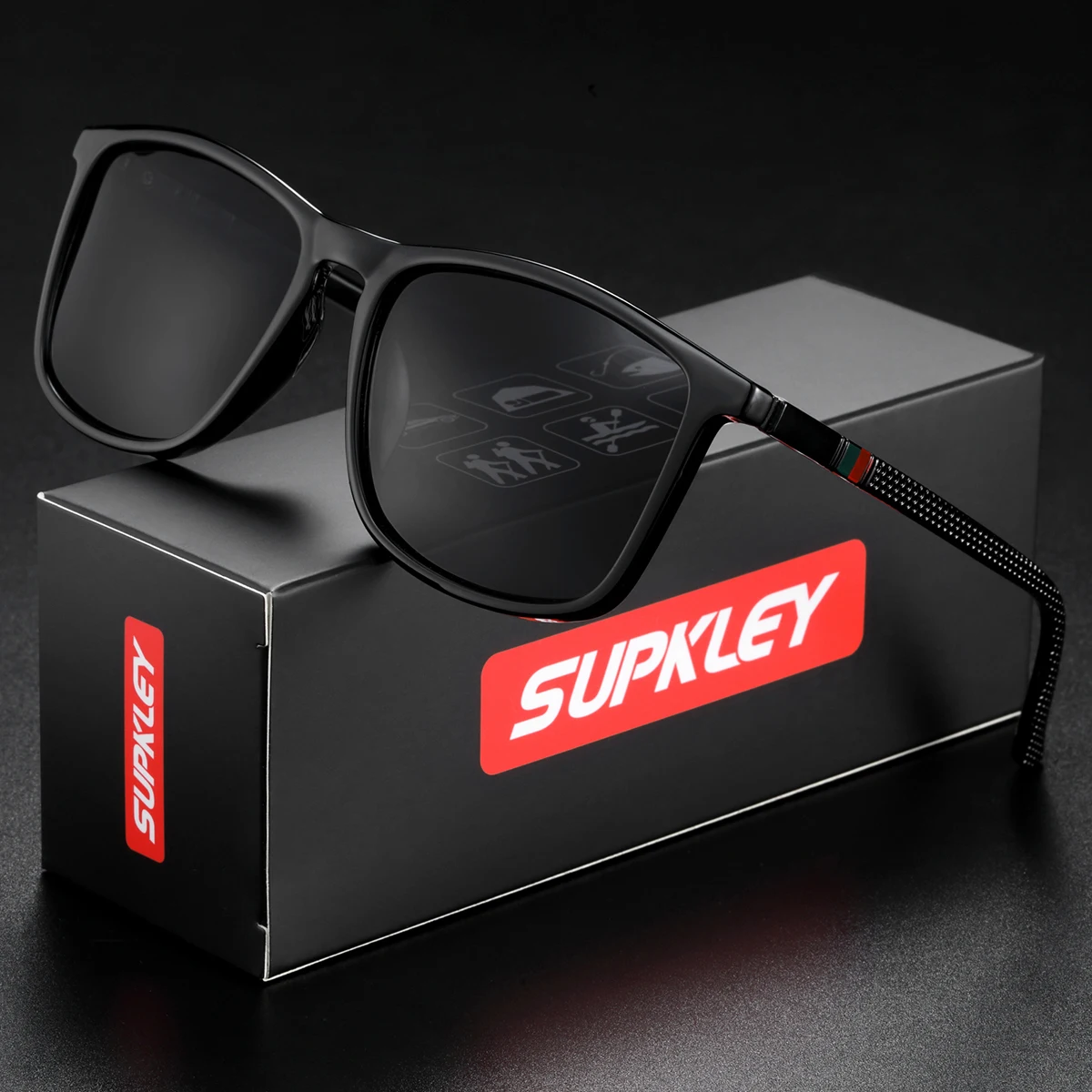 SUPKLEY Classic Comfrotable Polarized Sunglasses Large Square Lens Sunglasses UV400 Protection Outdoor Driving Fishing Vacation