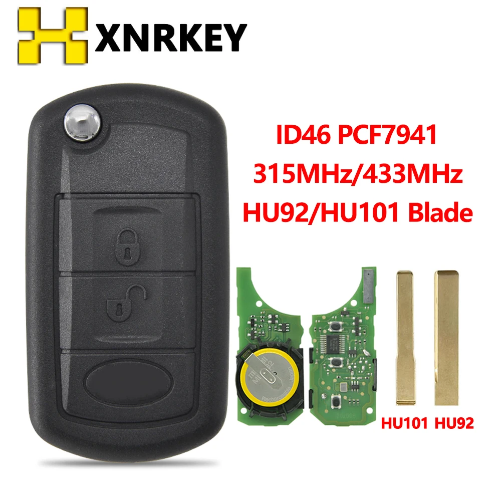 XNRKEY Car Remote Key for Land Rover Range Rover LR3 Discovery HU101/HU92 Blade 315/433 Mhz ID46 PCF7941 Chip Replace Car Key