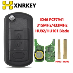 Xnrkey carro remoto chave para land rover range rover lr3 descoberta hu101/hu92 lâmina 315/433 mhz id46 pcf7941 chip substituir chave do carro