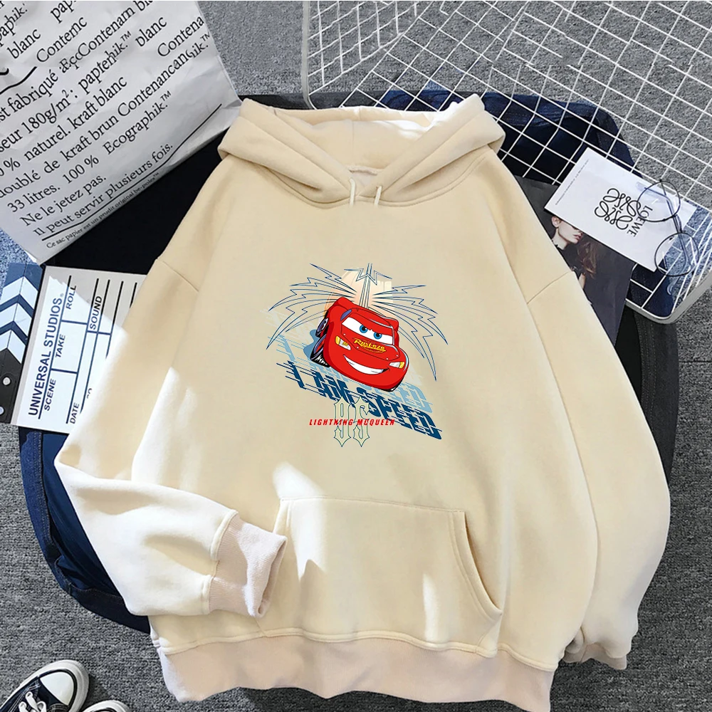 

Cars Lightning McQueen Hoodies Women Vintage Jasmine Kawaii Pullover Clothes Cartoons Hooded Sweatshirt Harajuku Aesthetic Tops