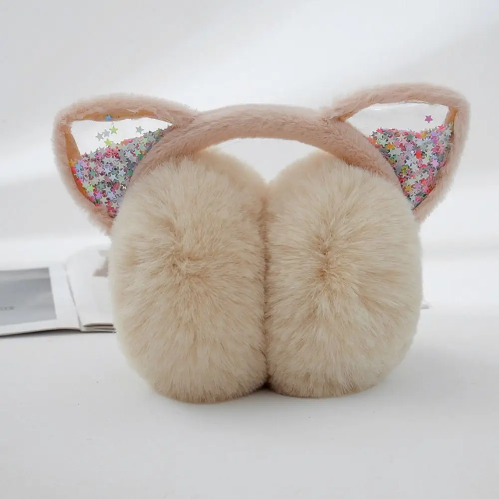 Cute Soft & Warm Animal Earmuffs Foldable Furry Fleece Ear Warmers Cat Ears Ear Covers for Kids Girls