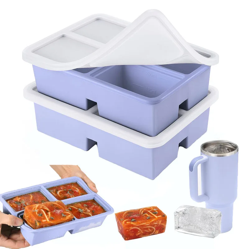 

84Grid Multi-Functional Silicone Freezer Mold with Lid Refrigerated Food Storage Box Ice Tray Mold Ice Box Fresh-keeping Box