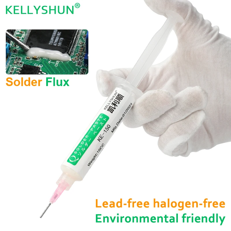 Imagem -02 - Seringa de Fluxo Kellyshun sem Chumbo Soldagem Bga Smd Reparação Bola de Solda Plantio Colofónia Paste10cc Nc559-asm