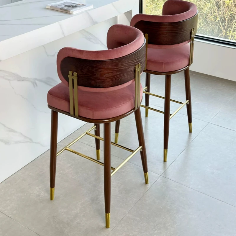 Living Room Bar Chair Luxury Barstool Wooden Minimalist Dining Room Bar Chair Counter Taburetes Para Barra Kitchen Furniture