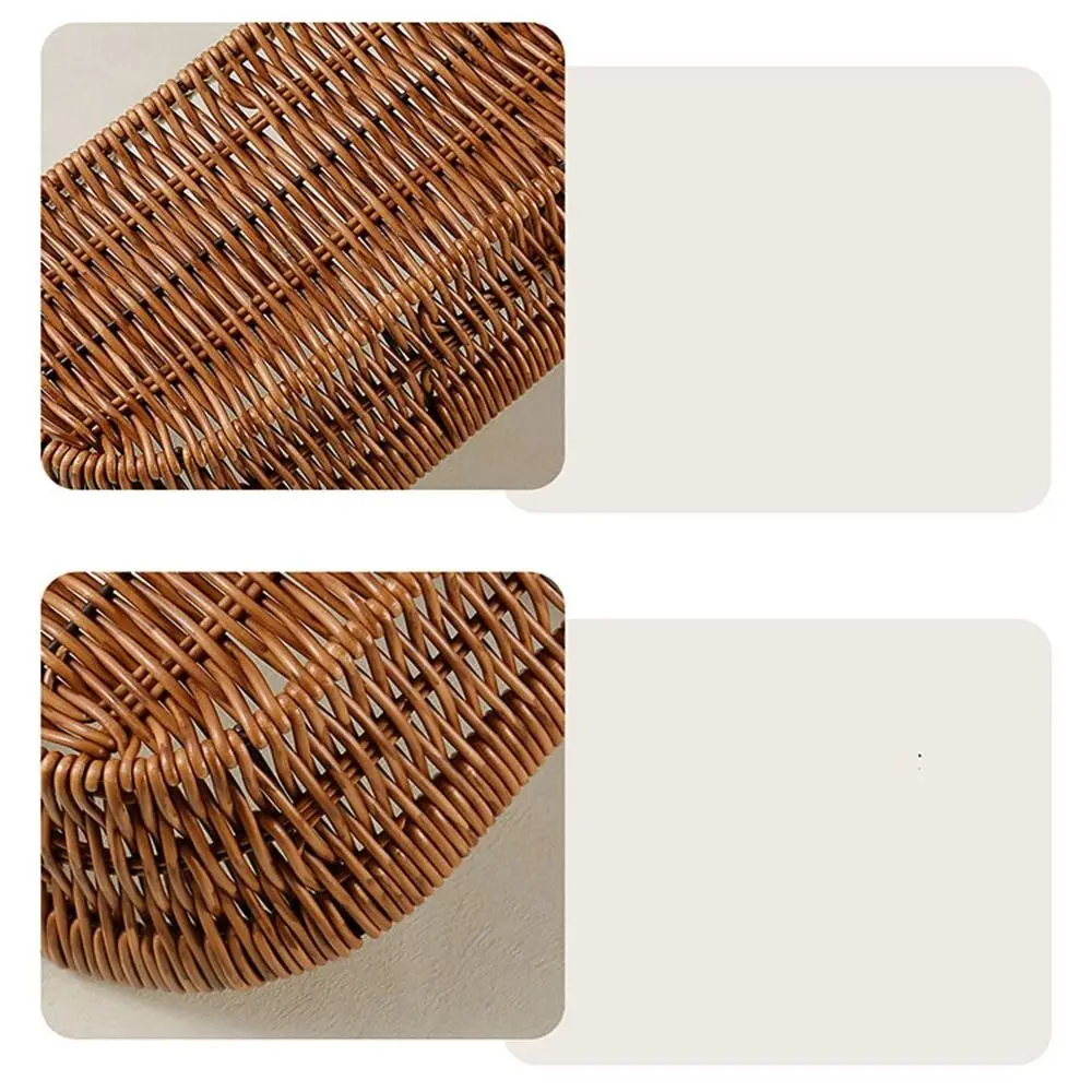 

Portable Handwoven Bread Storage Basket Breathable 5 Styles Picnic Hot Pot Vegetable Basket Double Handle Outdoor Storage Bin