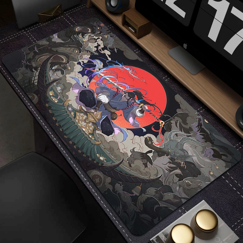 

Large Gaming Mouse Pad Oni Art Rubber Mouse Mat Anime Mousepad Extend Locking Edge Carpet Non-Slip Desk Mat HD Print Table Mats