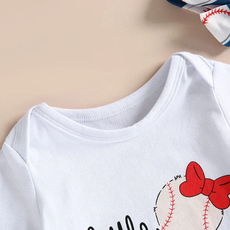 

Baby Girls Short Sets Casual Short Sleeves Romper Tops Shorts Headband 3Pcs Sets
