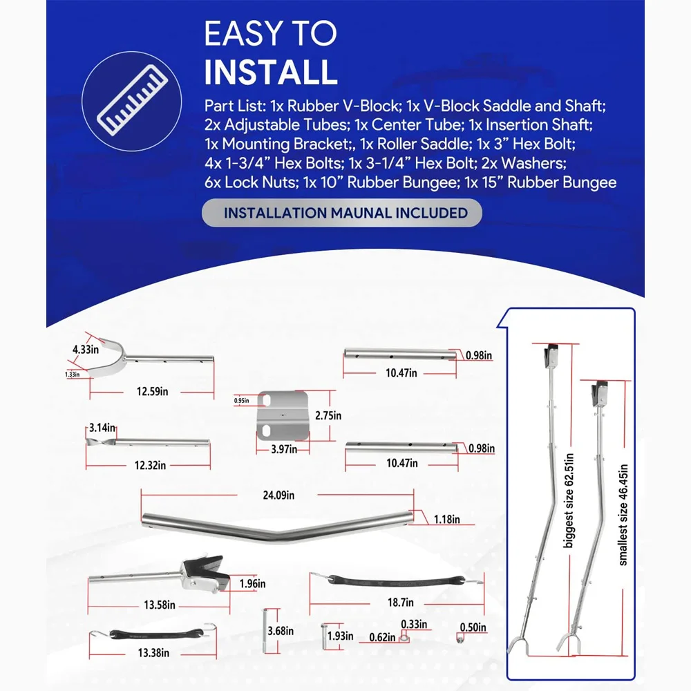 3001.1068 Adjustable Heavy Duty Universal Transom Saver for Outboards Motor Up to 150 HP - Adjustable from 28