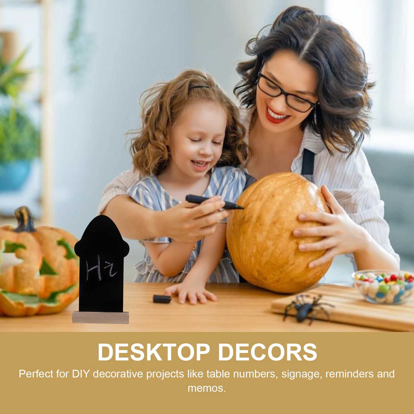 4pcs Wooden naments Erasable Tabletop Decor Home Mini Chalkboards Smooth Write Signs Memos Desktop Decors