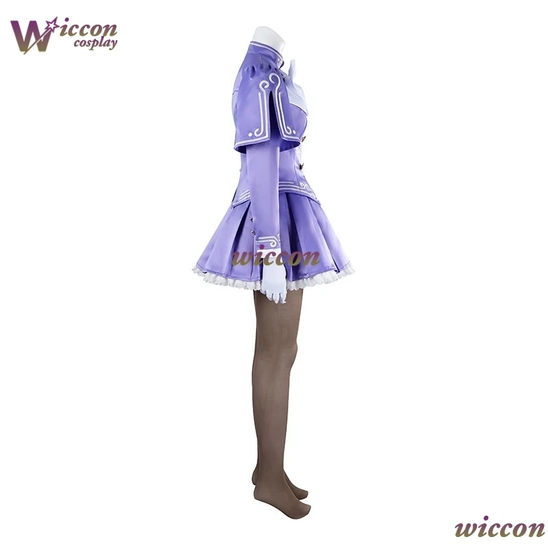 Street Fighter 6 Ingrid Purple Mini Dress Cosplay White Bow Frilled Skirt White Gloves Mary Jane Full Costume Halloween Party view 3