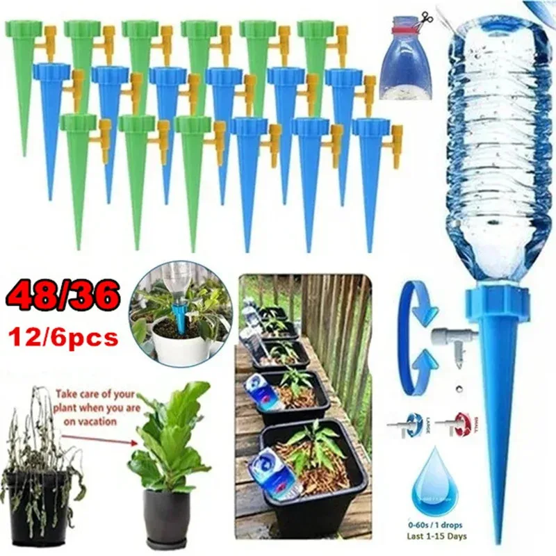 6/12/24/36Pcs Waterer, Drip Irrigation Device For Household Plant Pots, Adjustable Automatic Drip Device For Flower Gardens