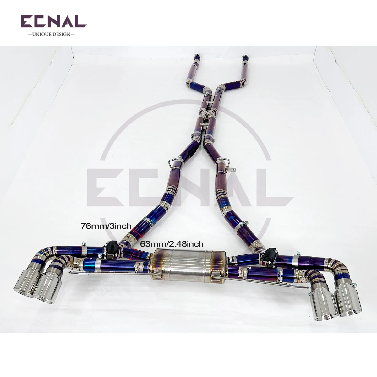 Ecnal Exhaust Titanium Alloy Catback with Valve Muffler High Performance Exhaust Pipe System for BMW X7 G07 M50i 4.4T