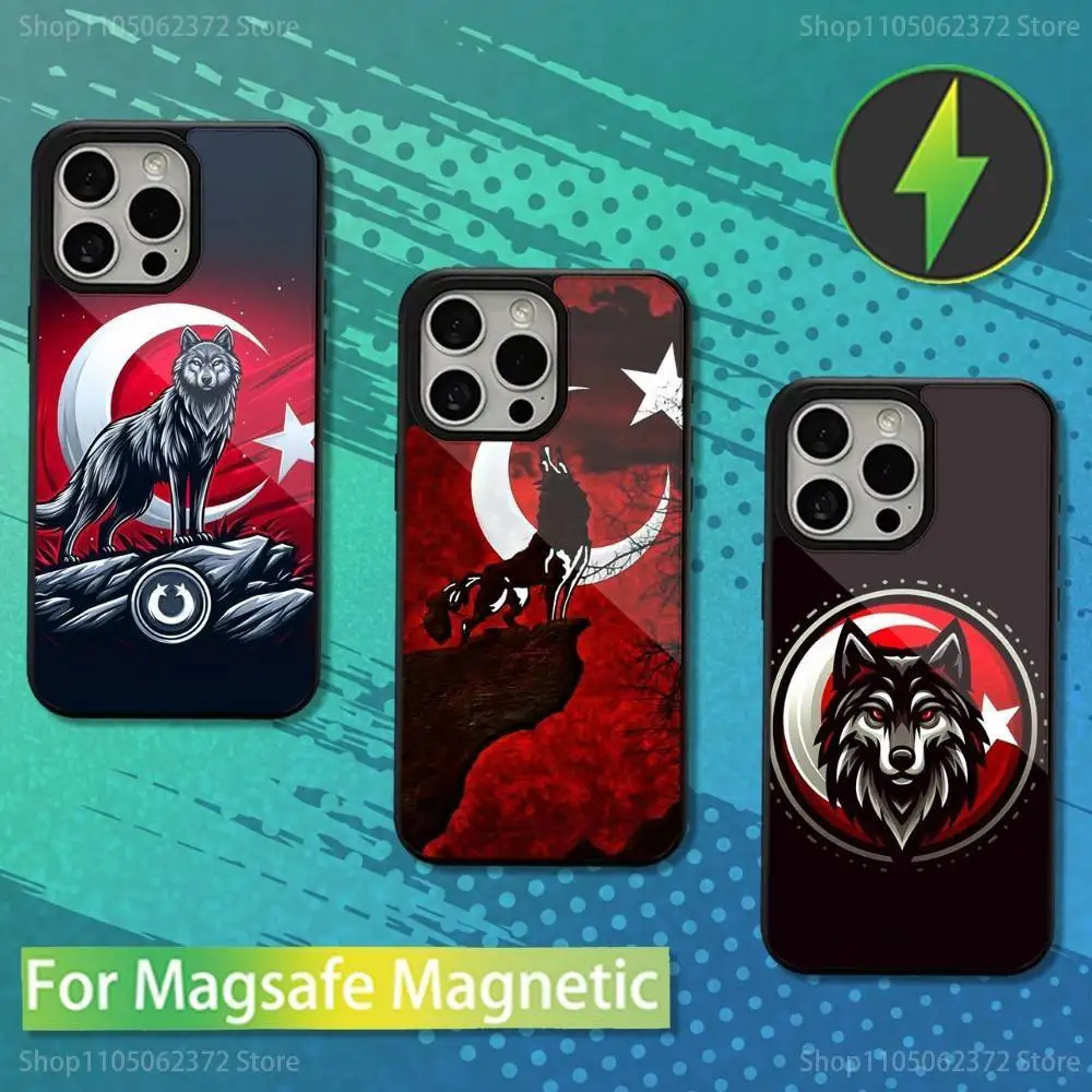 

Turkey Flag Art Turk Wolf Phone Case For iPhone 16,15,14,13,12,11,Pro,Max,Plus,Mini,Magsafe,Magnetic Wireless Charging Case