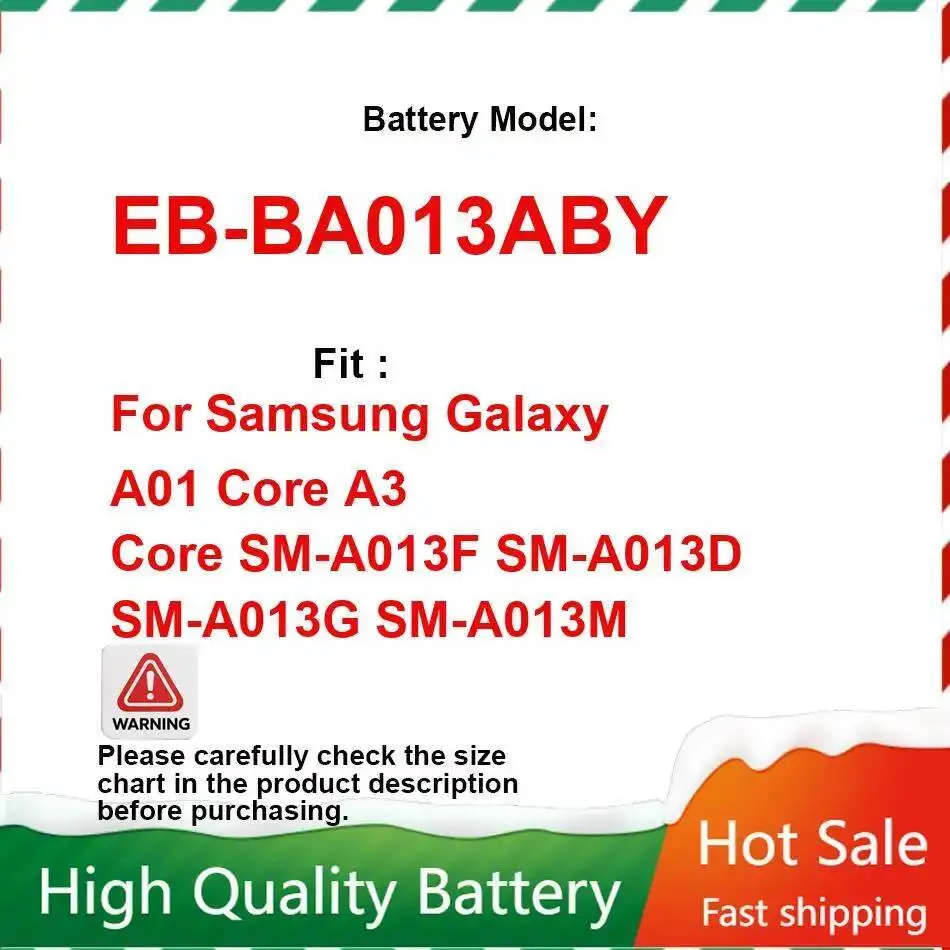 

Mobile Phone Battery EB-BA013ABY 3000Mah For Samsung Galaxy A01 Core A3 SM-A013F SM-A013D SM-A013G SM-A013M
