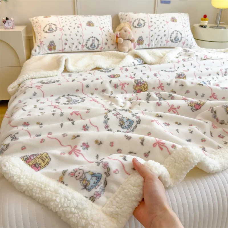Cartoon Milk Velvet Blanket Multifunctional Throw Firm Velvet High-Quality Sofa Blanket/Shawl Blanket/Travel Blanket