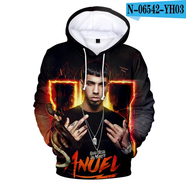Sudaderas con capucha de rapero Anuel AA, sudaderas con estampado 3d para hombres y mujeres, Sudadera con capucha de gran tamaño, jersey de moda para niños, sudaderas, abrigo de chándal