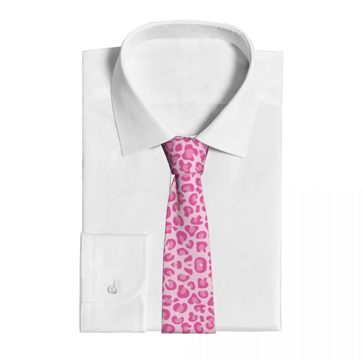 Pink Leopard Print Neckties Unisex Polyester 8 cm Cheetah Animal Cool Cats Neck Tie for Men Casual Shirt Accessories Gravatas