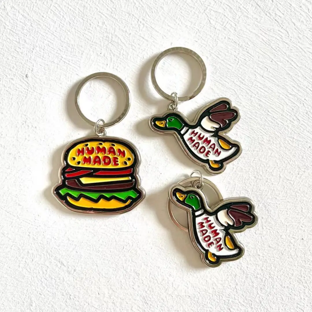 Human Made Metal Duck Burger Keyring Cute Bag Hanger Couple Gift Streetwear Accessory