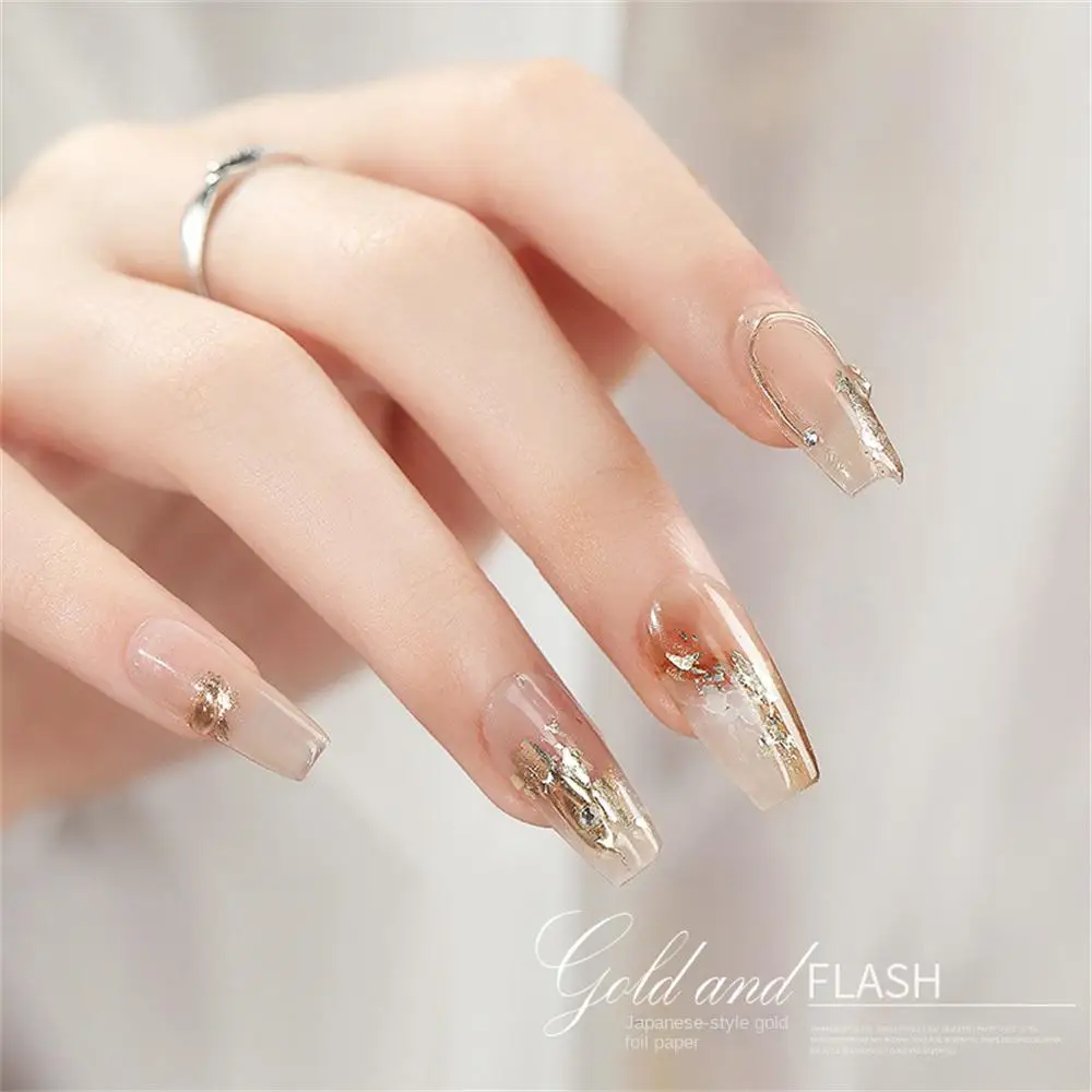 1~8PCS Nail Design Manicure 9 Color Nail Supplies Gold Silver Foil Paper Glitter Foil Flakes Nails Nail Accessories