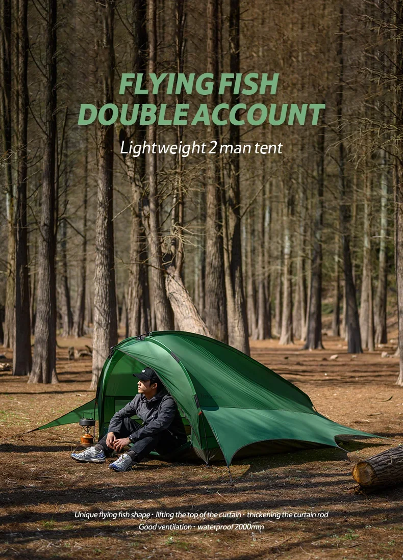 Nueva tienda doble Naturehike Noke Flying Fish resistente a la lluvia e impermeable para acampar al aire libre, equipo ligero para senderismo y montañismo