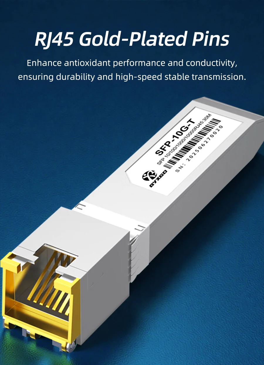 SFP RJ45 Gigabit Ethernet 10/100/1000 – Modulo Tranceiver Rame Per Switch, Hot-swap, 1.25 Gb/s, 100m