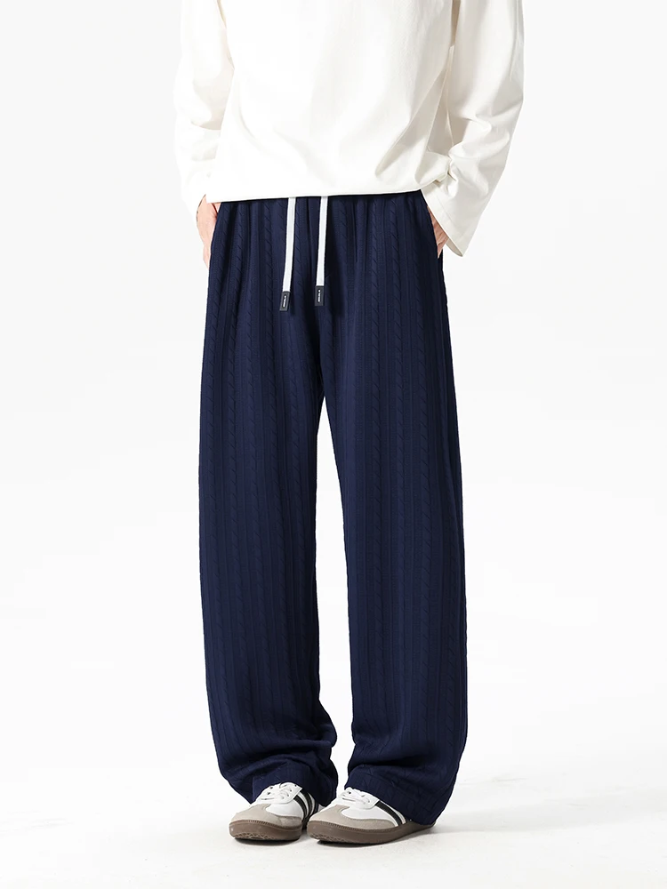 

Новые мужские повседневные брюки 2025 года: осенние, прямые, широкие, струящиеся, спортивные, свободного кроя, из полиэфирного волокна