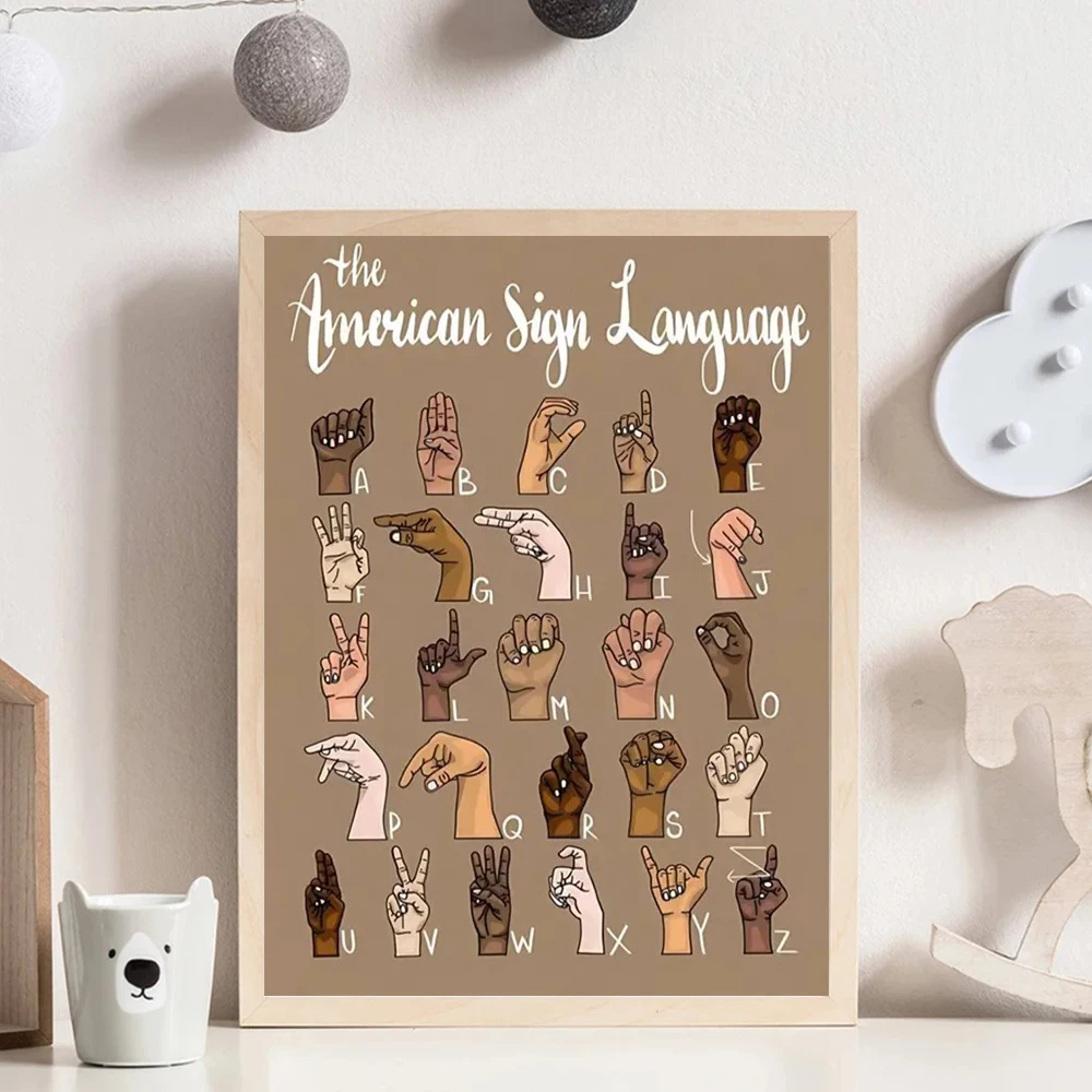 American Sign Language poster printing, personalized wall art pictures, for bedroom home decoration, wall decoration