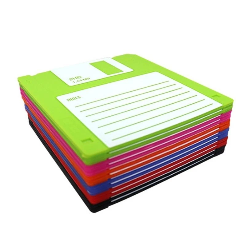 6Pieces Multipurpose Silicone Coasters Set Floppy Disk Dining Decors for Office
