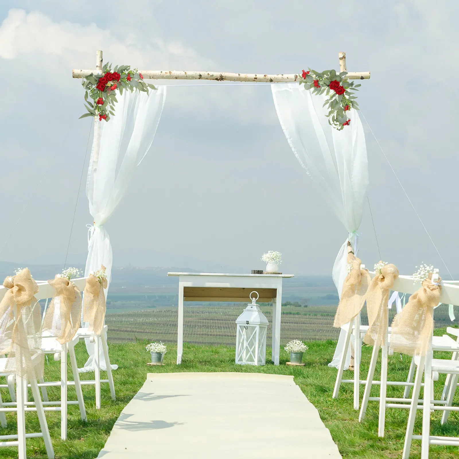 

2Pcs Rose Arch Flower Artificial Decor Simulation Ornaments for Wedding Party Romantic Decorative Flower DIY Supplies