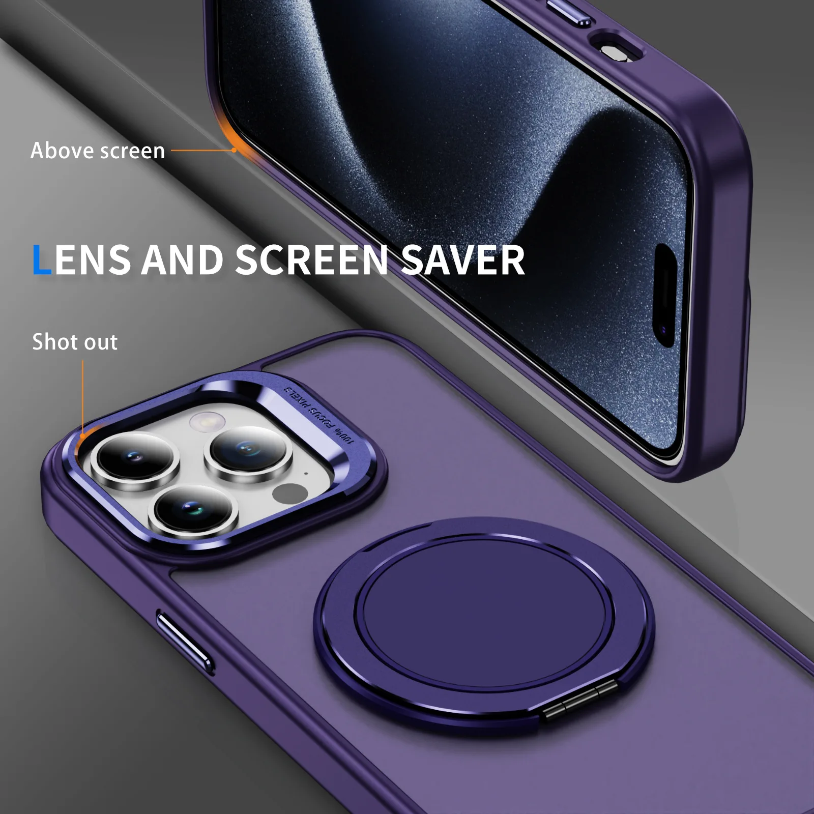 

Magnetic Phone Holder Finger Ring Buckle for MagSafe Wireless Charging for iPhone 12 13 14 15 16 Pro Max 360° Rotate Stand Cover