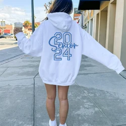 Senior Graduation Class of 2024 Hoodie Simple Celebrate Sudadera Class of 2024 Hoodies Mujeres Loose Hooded Pullover