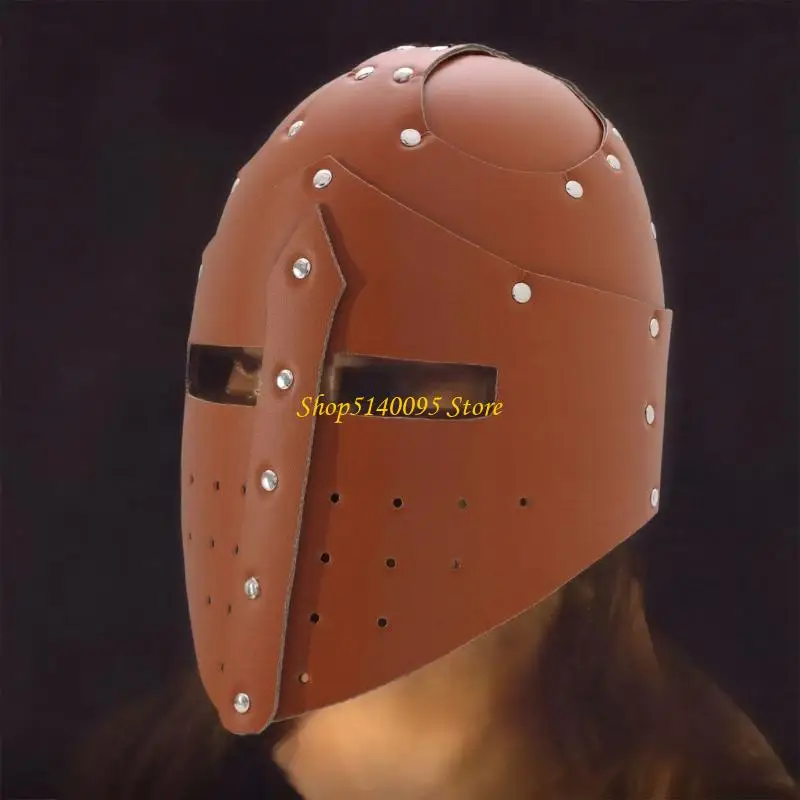 Dxae Leather Knights Helmet Medieval Barbute na Halloween Partię Partię Partii