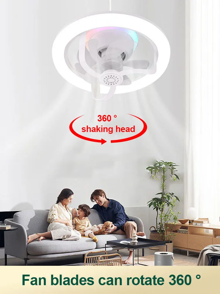 Imagem -04 - Ventilador de Teto com Rotação de 360 ° E27 Cabeça Ajustável de 360 ° Ventoinha com Controle Remoto Cor Rgb Lâmpada do Ventilador Regulável 50w