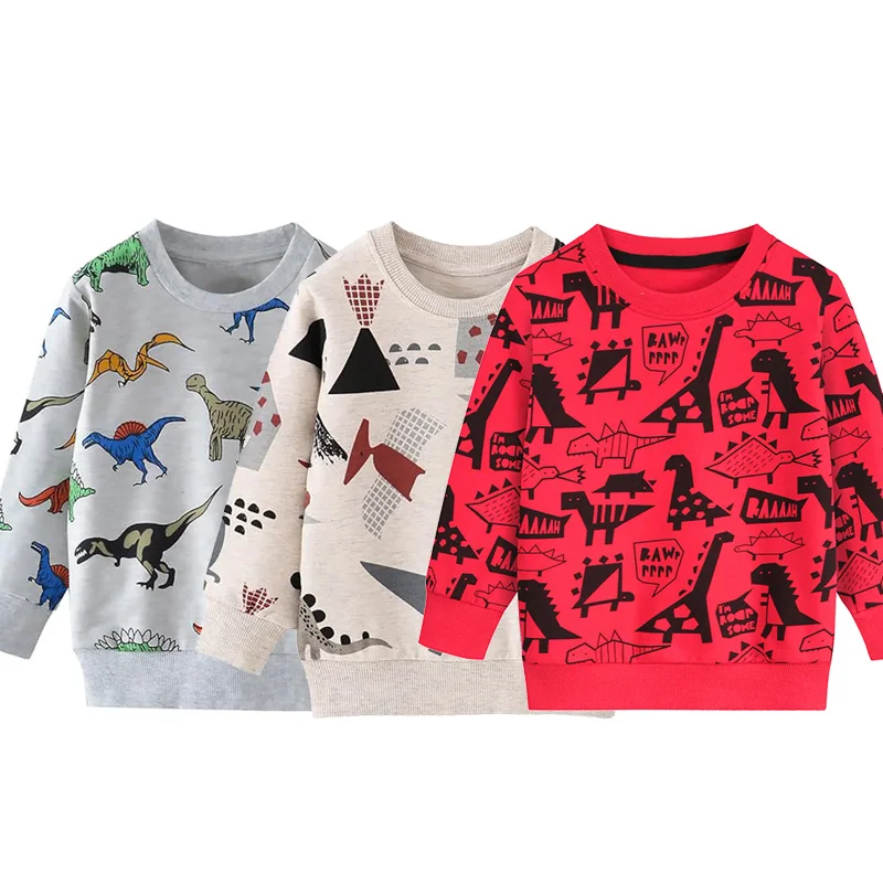 Little Hand Toddler Boys Sweatshirts Dinosaur Long Sleeve Pullover Crewneck Shirts Cartoon Tee Sport Tops for Kids 2-7T