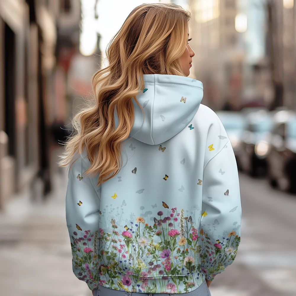 Women's Cotton Jacket,Female Solid Loose Puffer Hooded,Simple and Fresh Butterfly Print Thick Short Jacket Winter Coat for Women