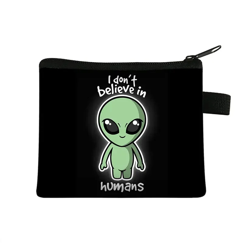 Alien L Want To Believe Printing Coin Purse Ufo Women Wallets Cute Mini Card Holder ID Credit Holder Pocket Boys Girls Coin Bag