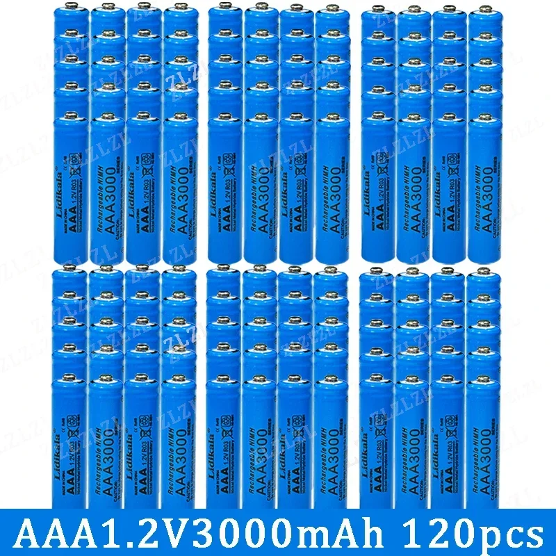 2-120 pces de alta qualidade 1.2v aaa 3000mah bateria de níquel hidrogênio alcalina 1.2v relógio brinquedo câmera bateria recarregável