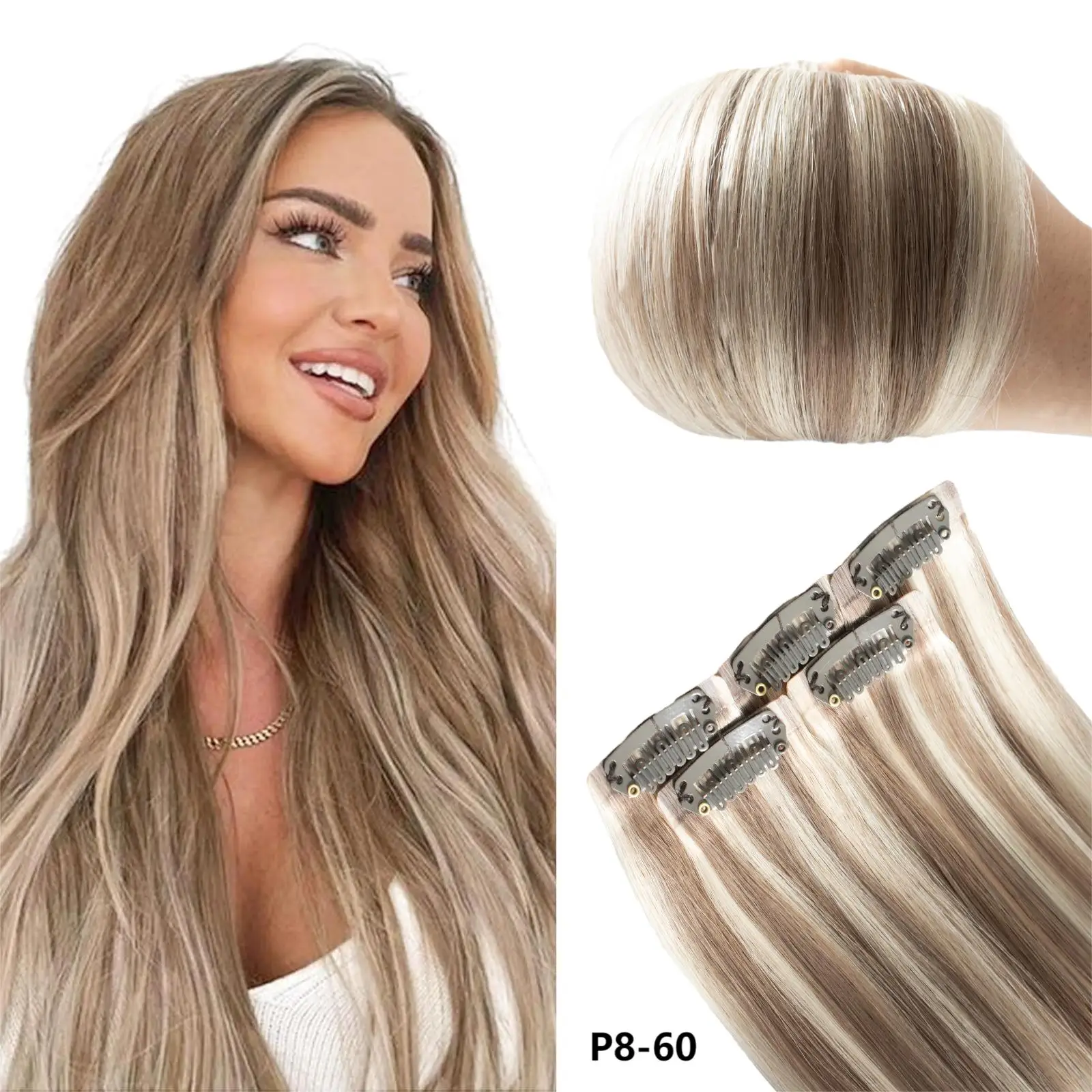 Kayla PU Seamless Clip In Hair Extensions 80g-120g Invisible Hidden Clip Ins 100% Human Hair