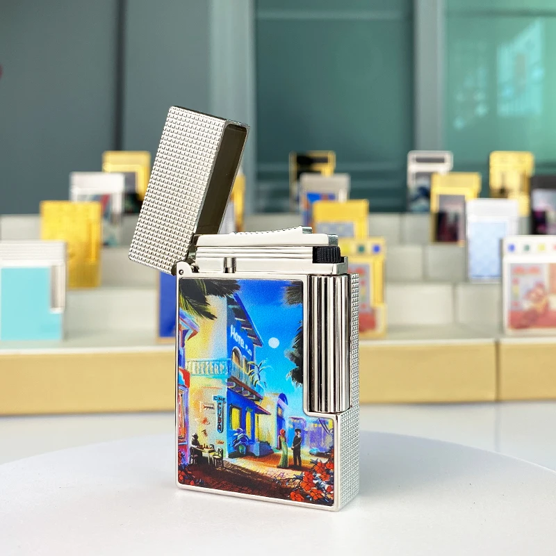 New commemorative edition luxury butane lighter single and double flame flat tone natural paint smoker L2 series 19030