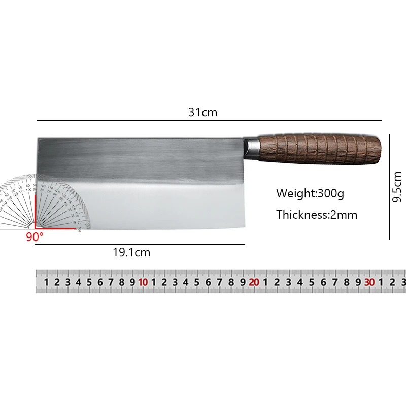 Kitchen Cleaver Forged Chinese Slicing Butcher Knife Meat Vegetable Cutting Cooking Knife with Wood Handle