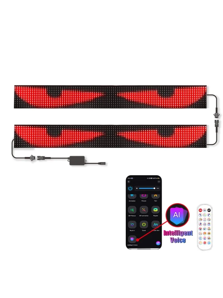 Panneau matriciel LED AI, fonction vocale, œil du diable, écran Flexible, contrôle par application, éclairage Programmable pour bricolage, accessoires de décoration de voiture