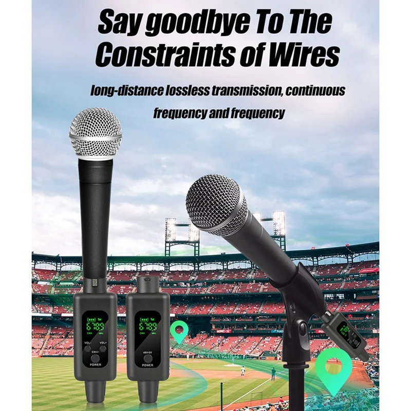 نظام الميكروفون اللاسلكي 2.4G نظام الميكروفون اللاسلكي XLR محول الميكروفون محول UHF الارسال التلقائي