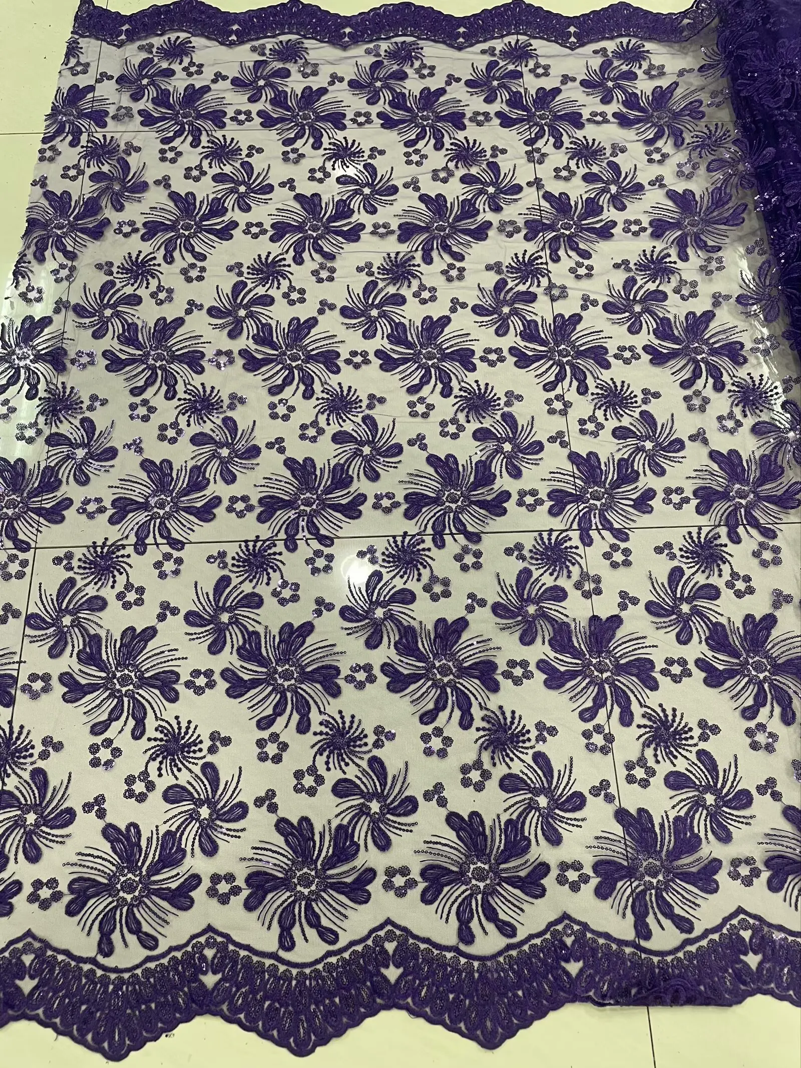 Tela de encaje de tul de lujo a la moda africana 2025, tela de lentejuelas nigeriana hecha a mano de alta calidad de 5 yardas para fiesta de noche y boda