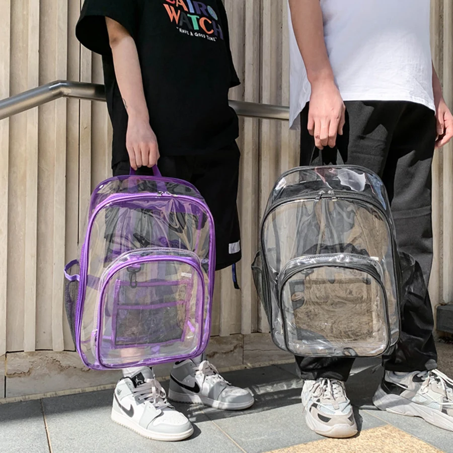 

PVC Transparent Shoulder Bag Unisex Fashion Large Capacity Portable Backpacks Multifunctional Waterproof Male Female Knapsack